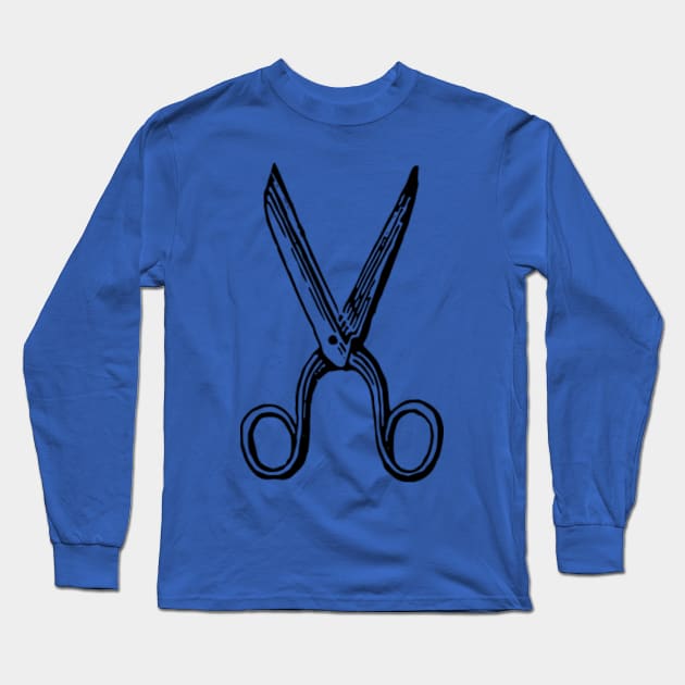 Retro Scissors Drawing Long Sleeve T-Shirt by penandinkdesign@hotmail.com